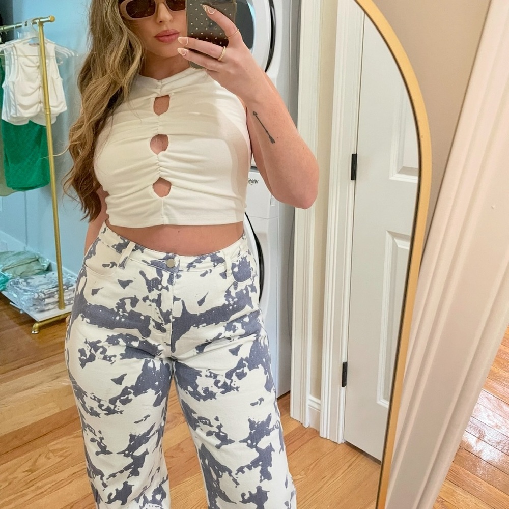 Fun Pattern Denim Pants